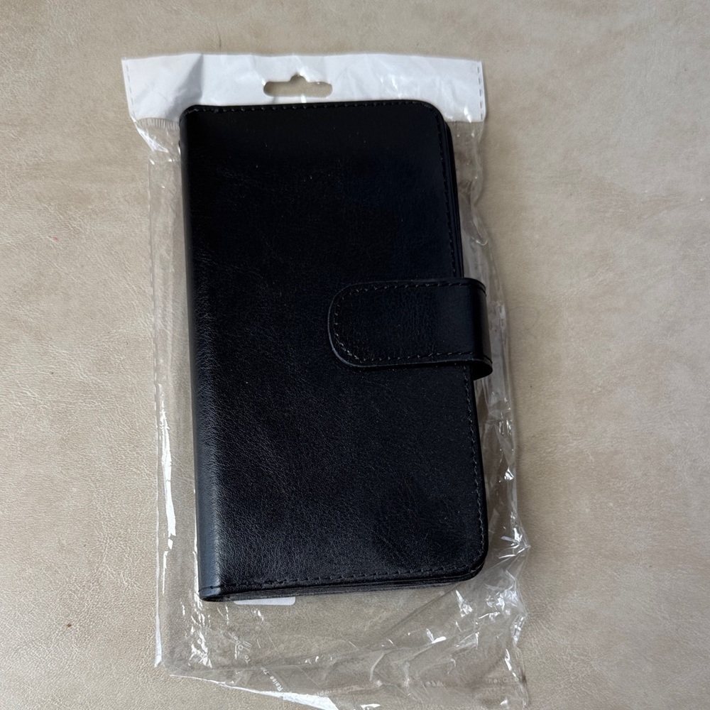 Galaxy S6 Edge+ Black Leather Phone Wallet Case